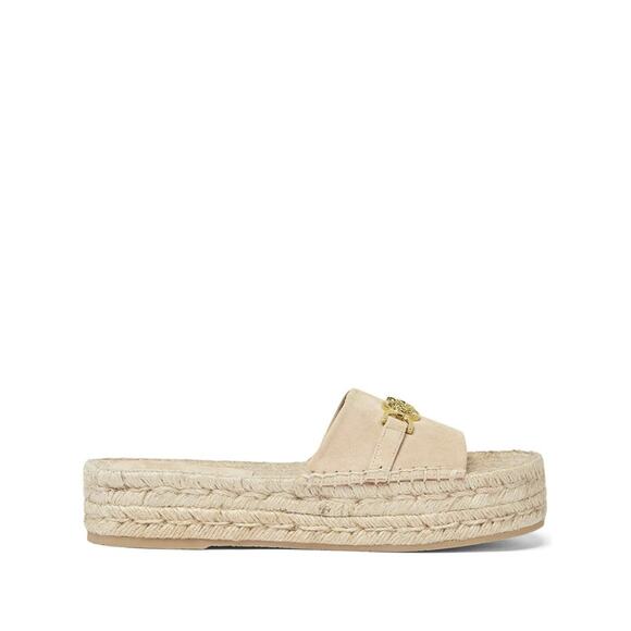 VERSACE Medusa '95 30mm Beige Suede Espadrilles Mules Slides Sandals Size 38 - Picture 3 of 6